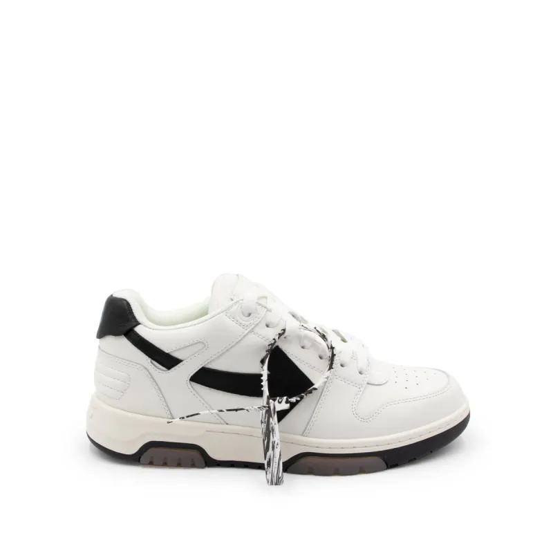 Out Of Office Calf Leather Sneaker in White/Black sold by MARAIS