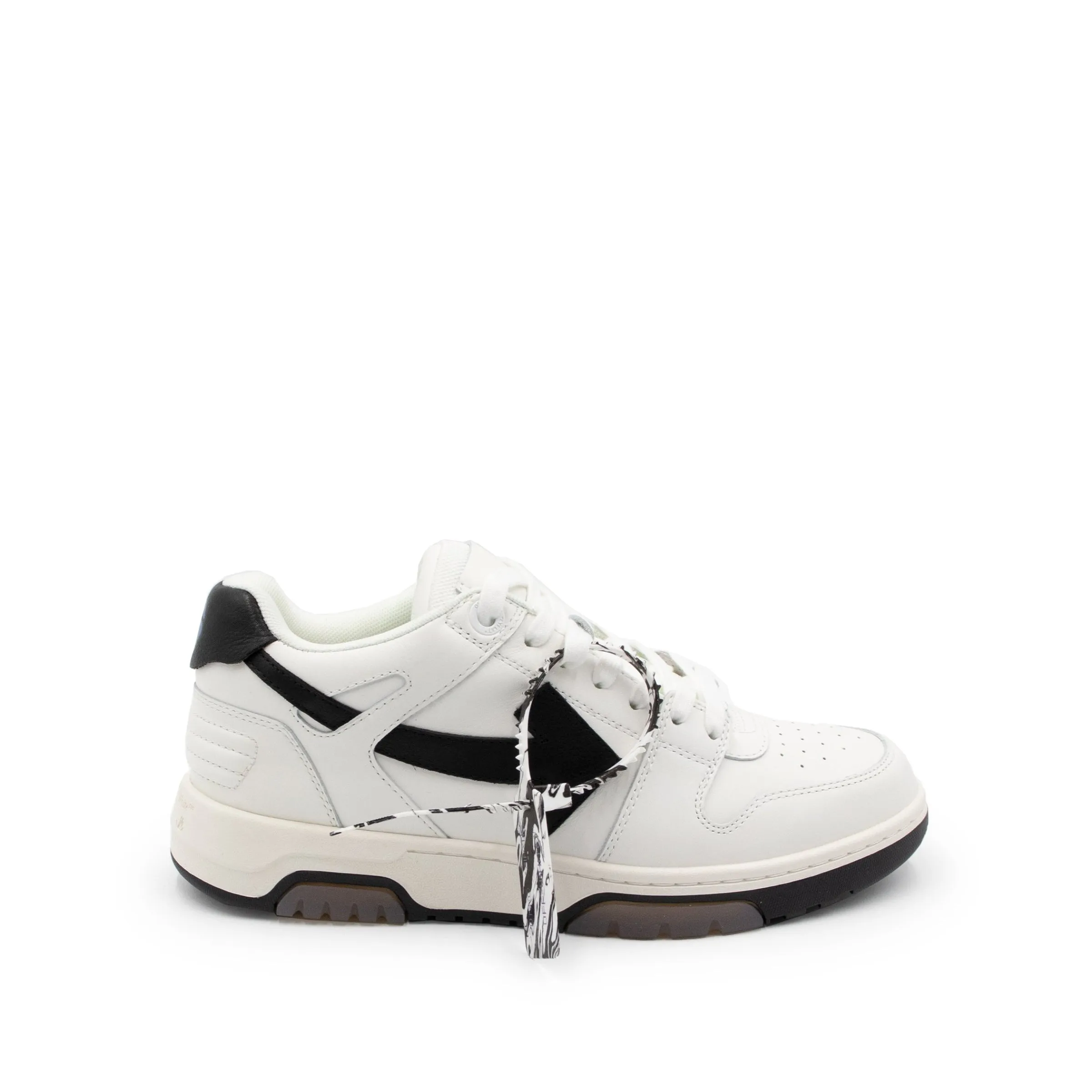 Out Of Office Calf Leather Sneaker in White/Black sold by MARAIS