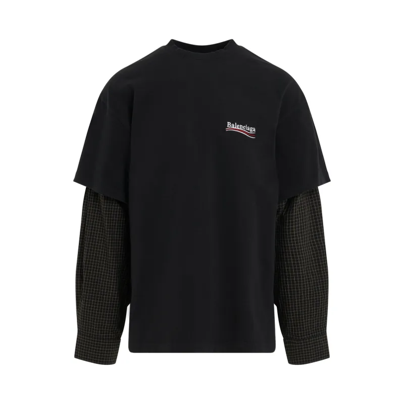 Political Campaign Layered T-Shirt in Washed Black/White/Red sold by MARAIS
