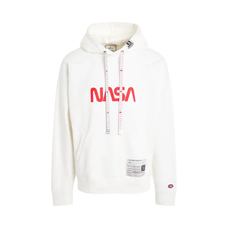 Nasa Printed Hoodie in White sold by MARAIS