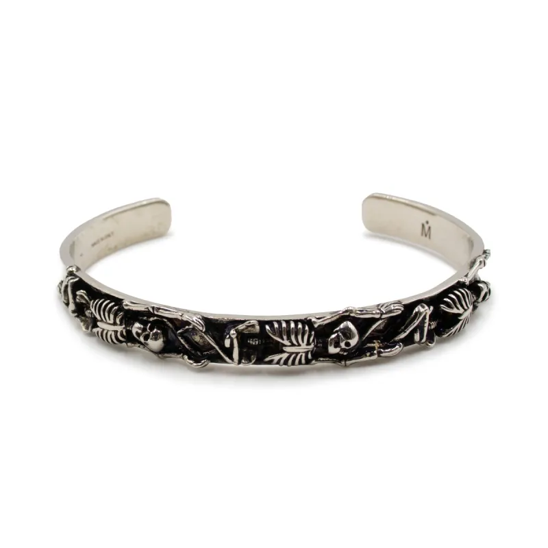 Dancing Skeleton Cuff Bracelet in Silver made by MARAIS