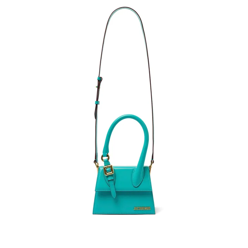 Le Chiquito Moyen Boucle Leather Bag in Turquoise sold by MARAIS