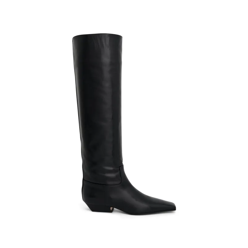 Marfa Classic Flat Knee High Boots in Black sold by MARAIS