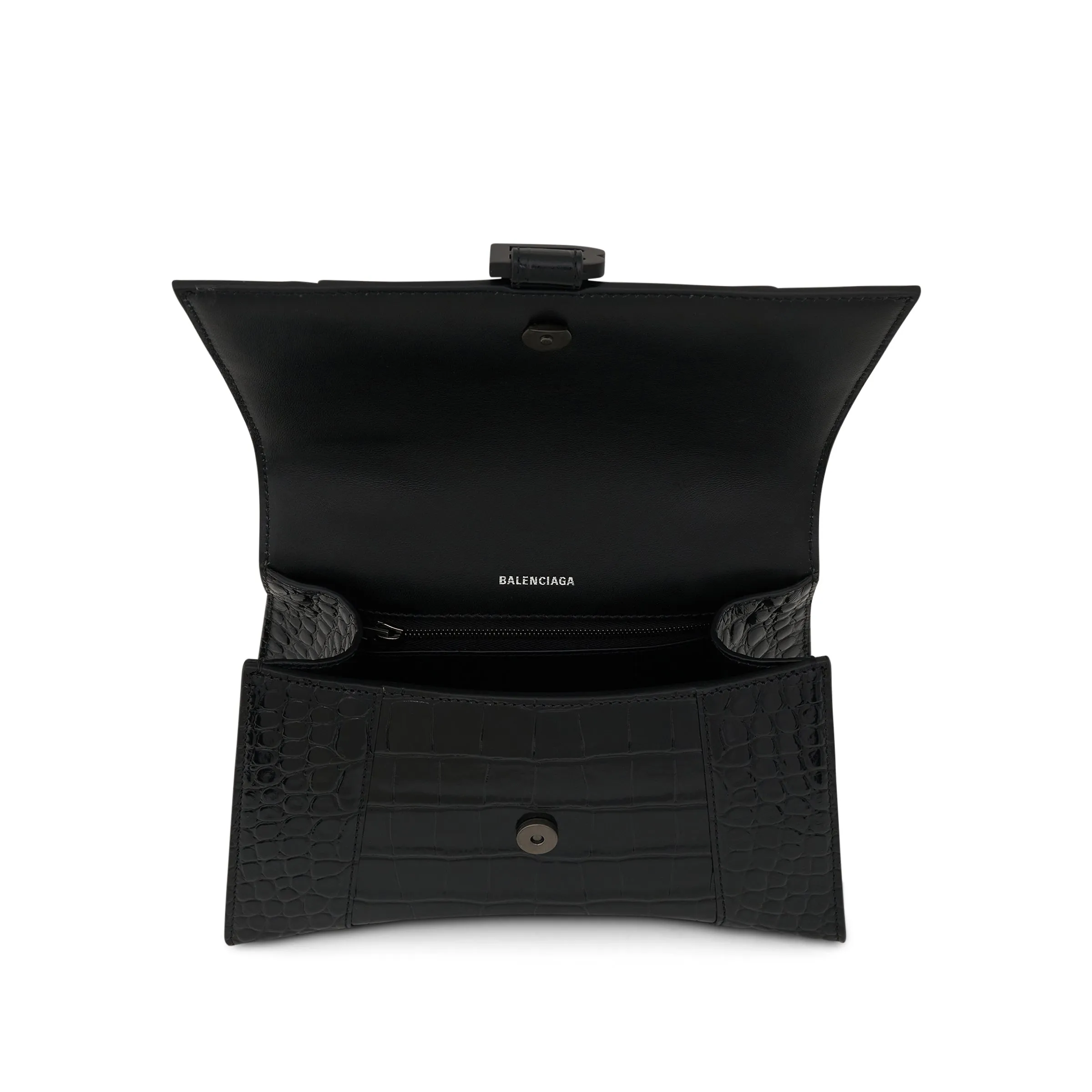 Hourglass Small Croco Embossed Bag in Black sold by MARAIS product image thumbnail 5