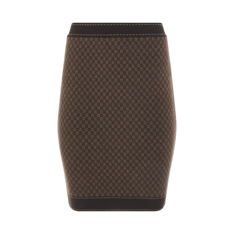 Mini Monogram Knitted Knee Skirt in Brown sold by MARAIS