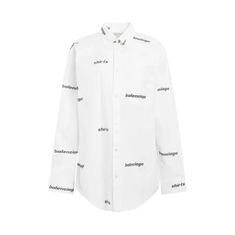 Allover Logo Oversized Shirt in White/Black sold by MARAIS