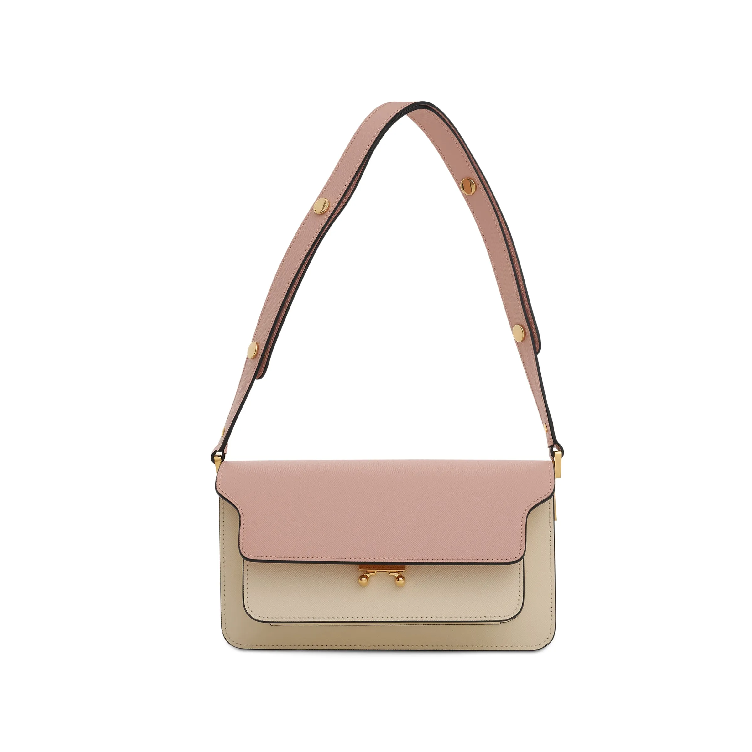 Trunk EW Saffiano Leather Bag in Camellia/Talc sold by MARAIS