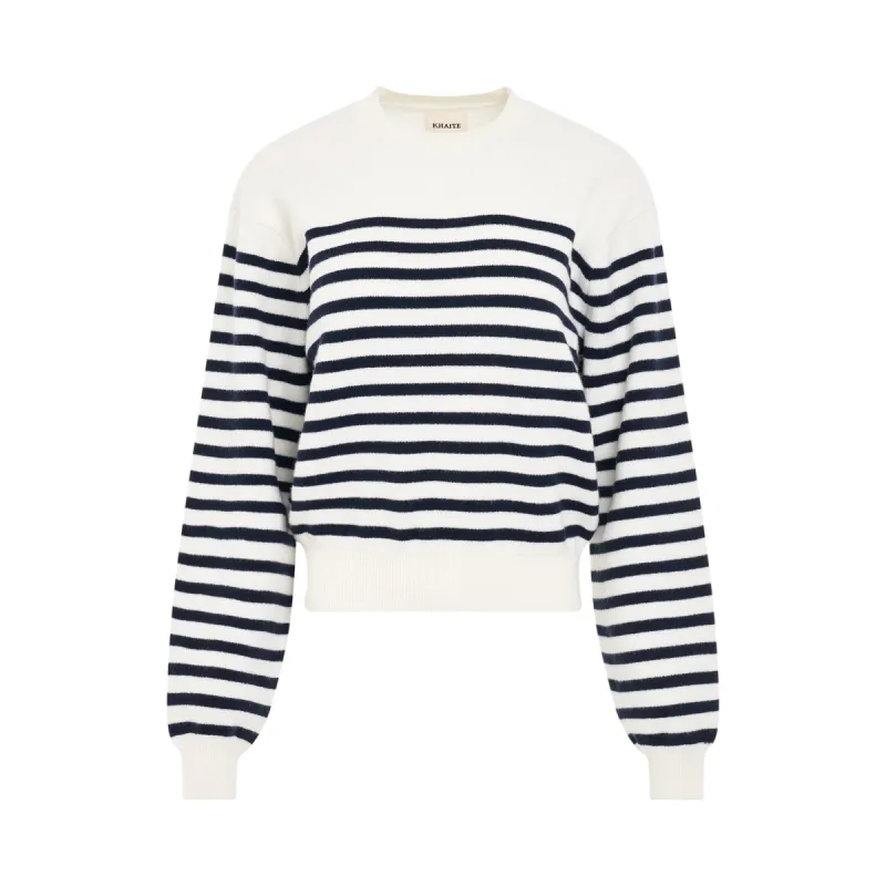Viola Knit Sweater in Ivory Navy Stripe made by KHAITE