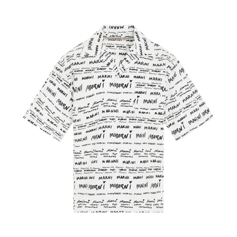 Mega Marni Bowling Shirt in Lily White sold by MARAIS