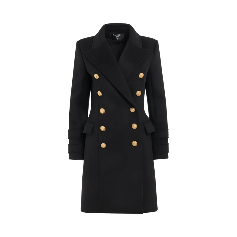 10 Button Wool & Cashmere Coat in Black sold by MARAIS