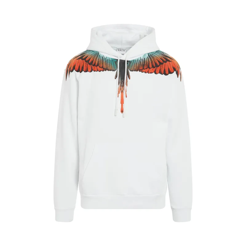 Icon Wings Regular Fit Hoodie in White/Orange sold by MARAIS