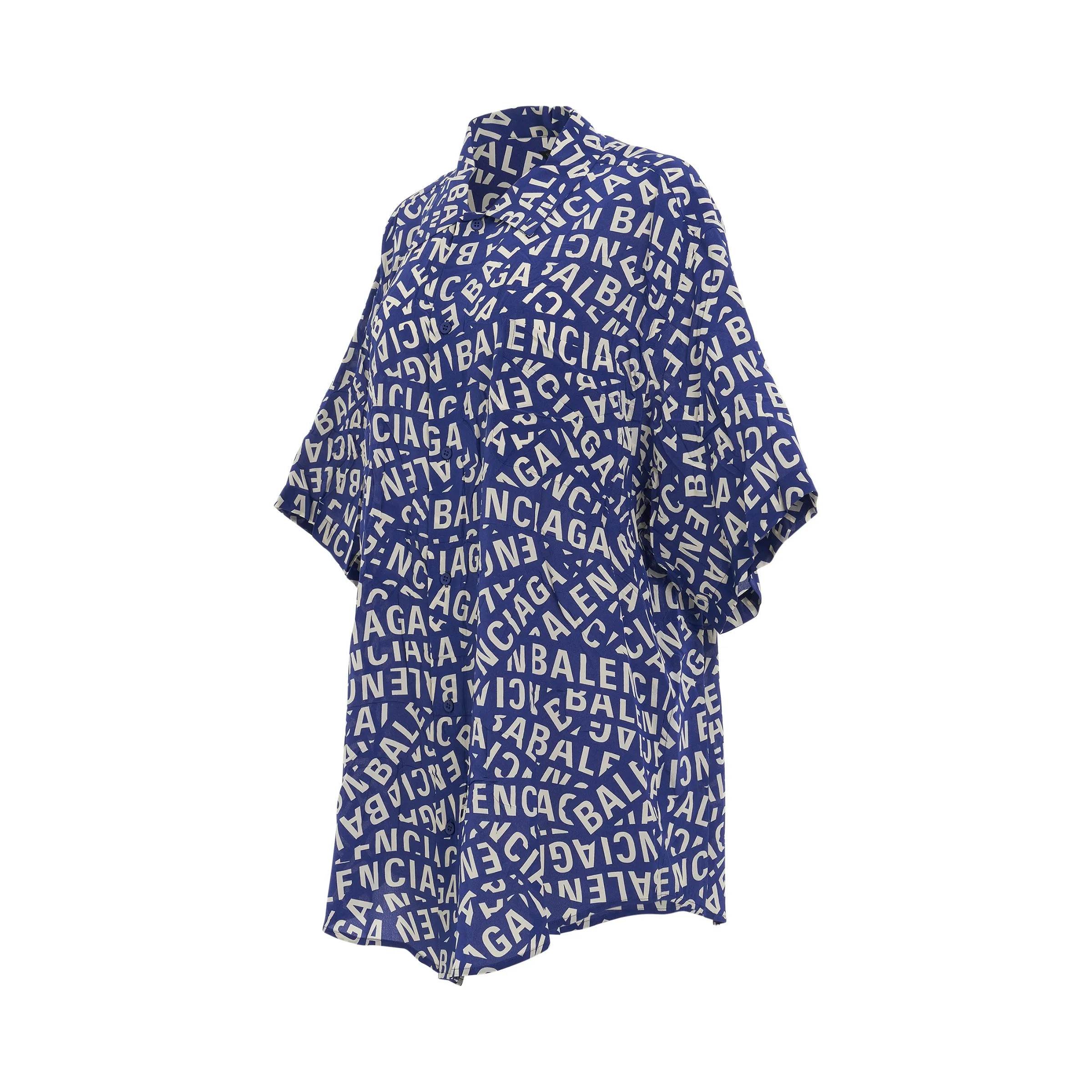 Short Sleeve Minimal Shirt in Blue/Dirty White sold by MARAIS product image thumbnail 2