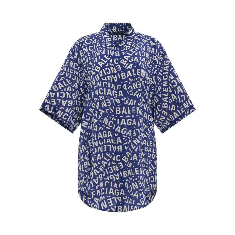 Short Sleeve Minimal Shirt in Blue/Dirty White sold by MARAIS