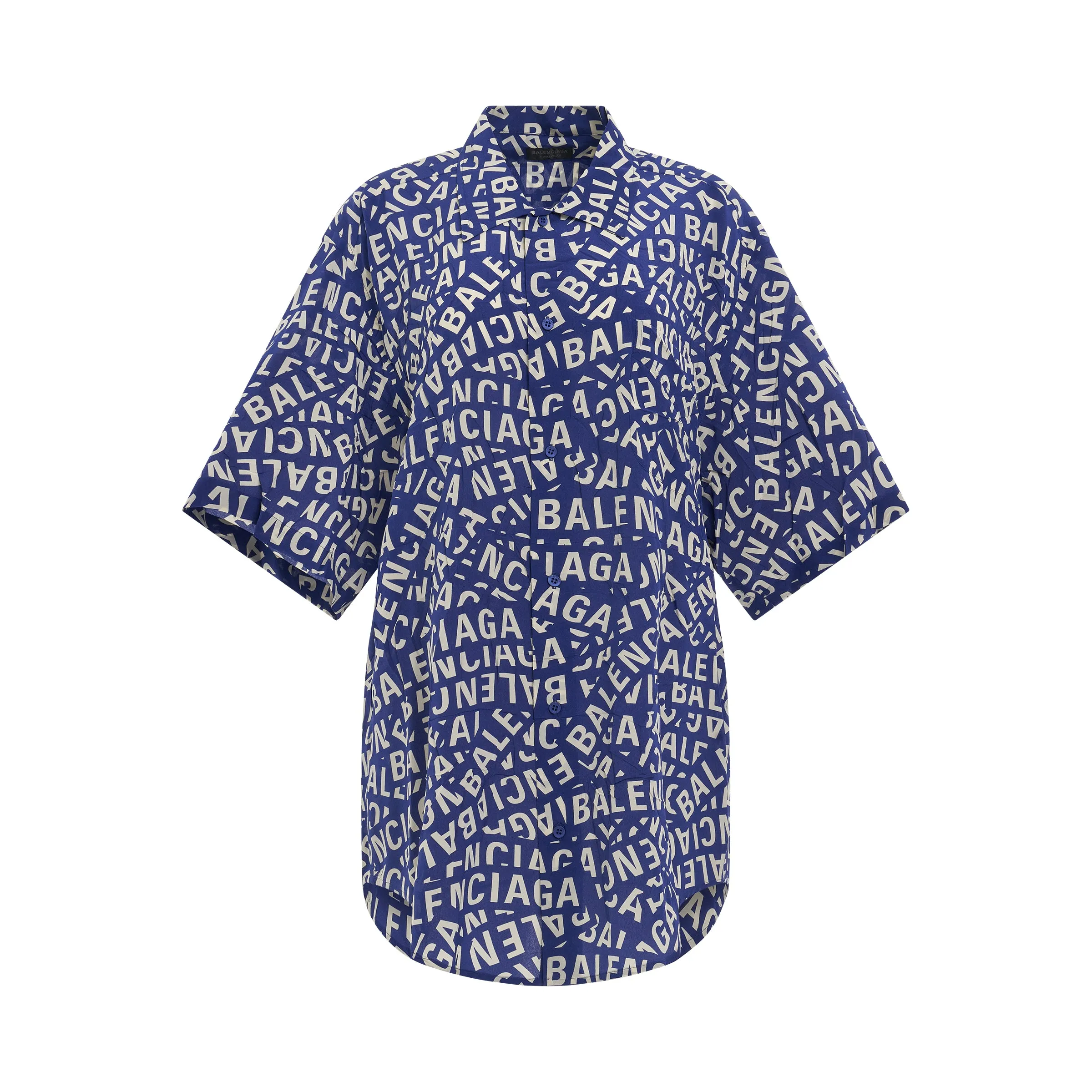 Short Sleeve Minimal Shirt in Blue/Dirty White sold by MARAIS