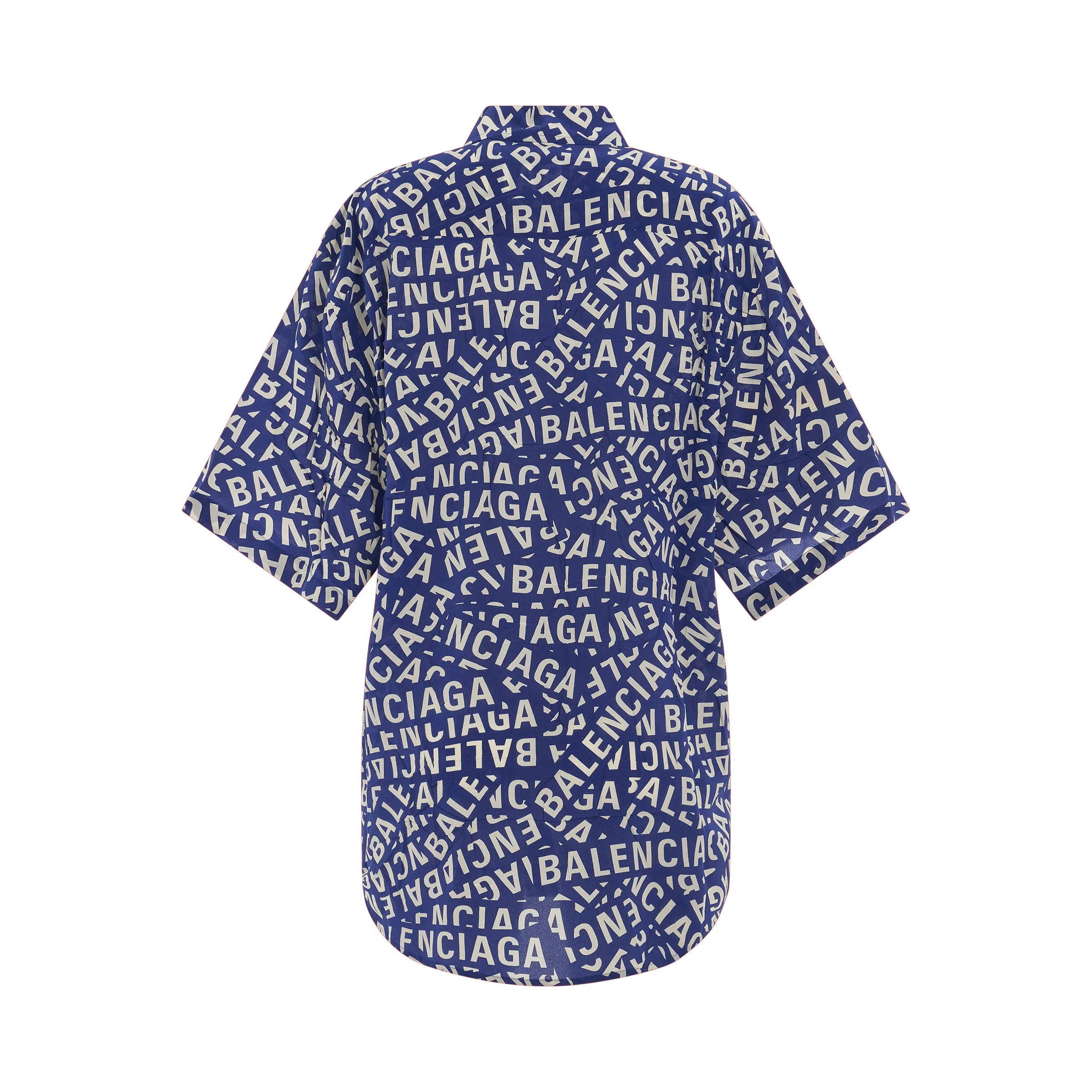 Short Sleeve Minimal Shirt in Blue/Dirty White sold by MARAIS product image thumbnail 4