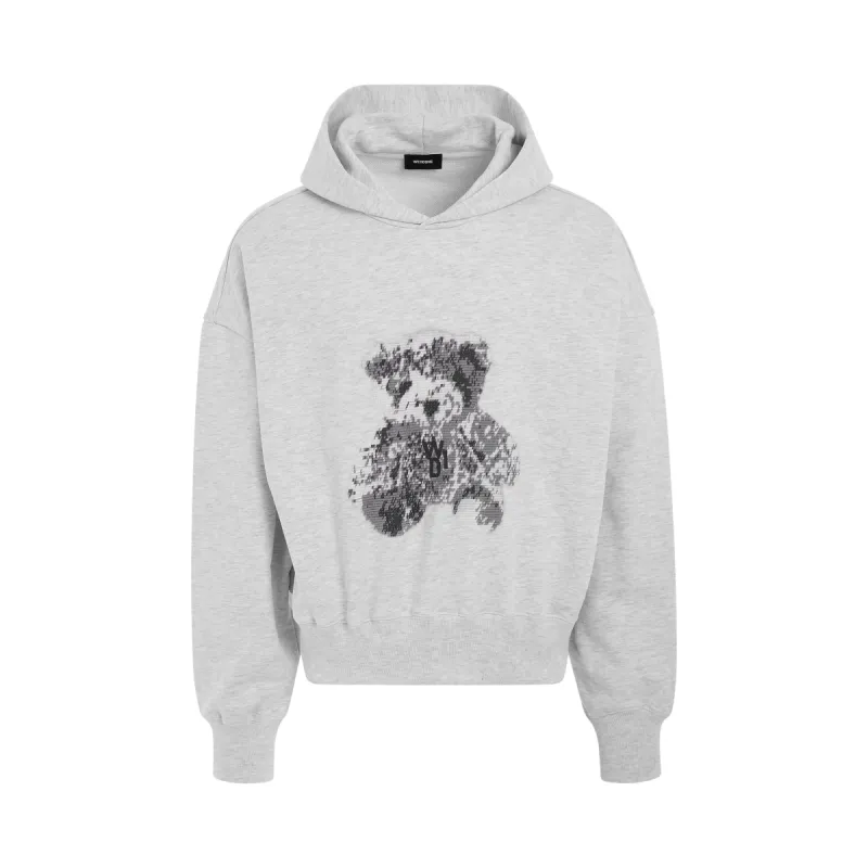 Pixel Teddy Hoodie in Grey sold by MARAIS