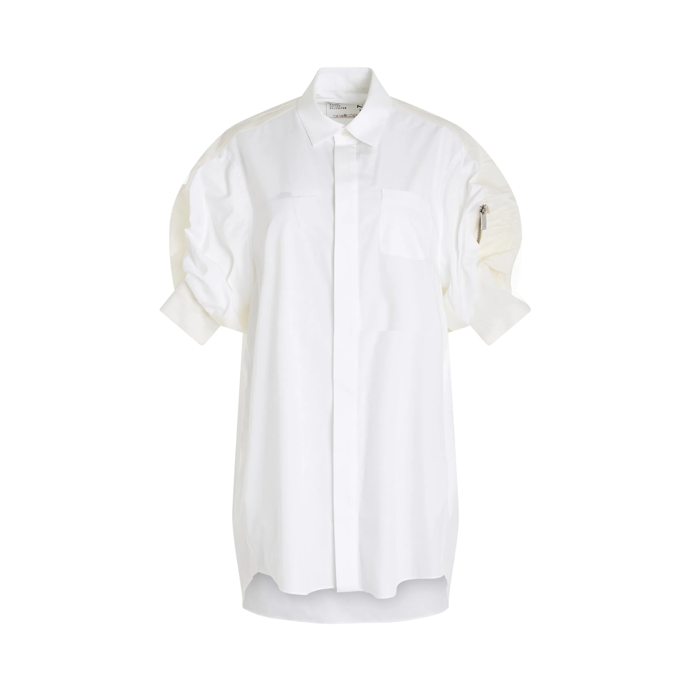 Cotton Poplin x Nylon Twill Dress in Off White sold by MARAIS