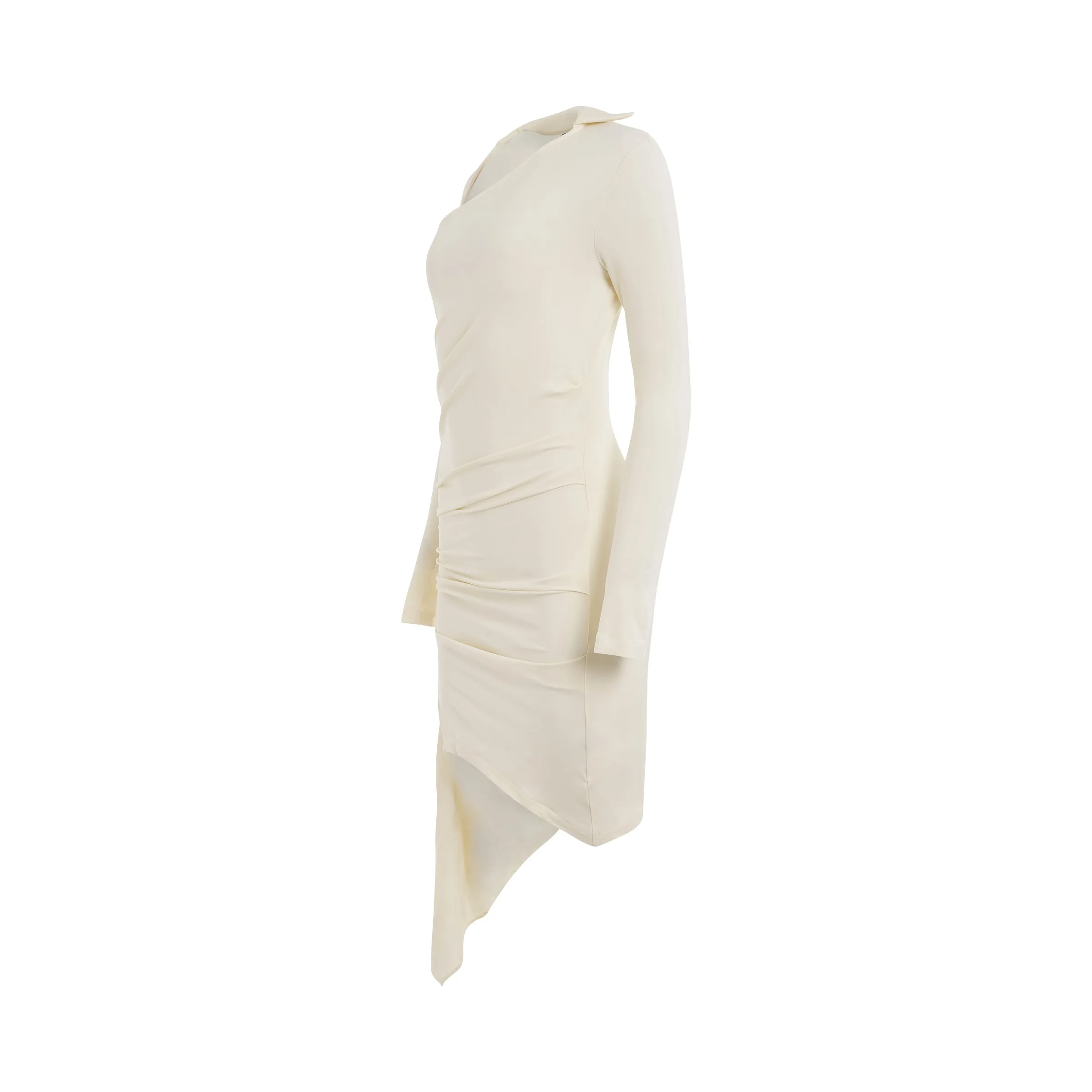 Viscose Crepe Draped Mini Dress in White sold by MARAIS product image thumbnail 2