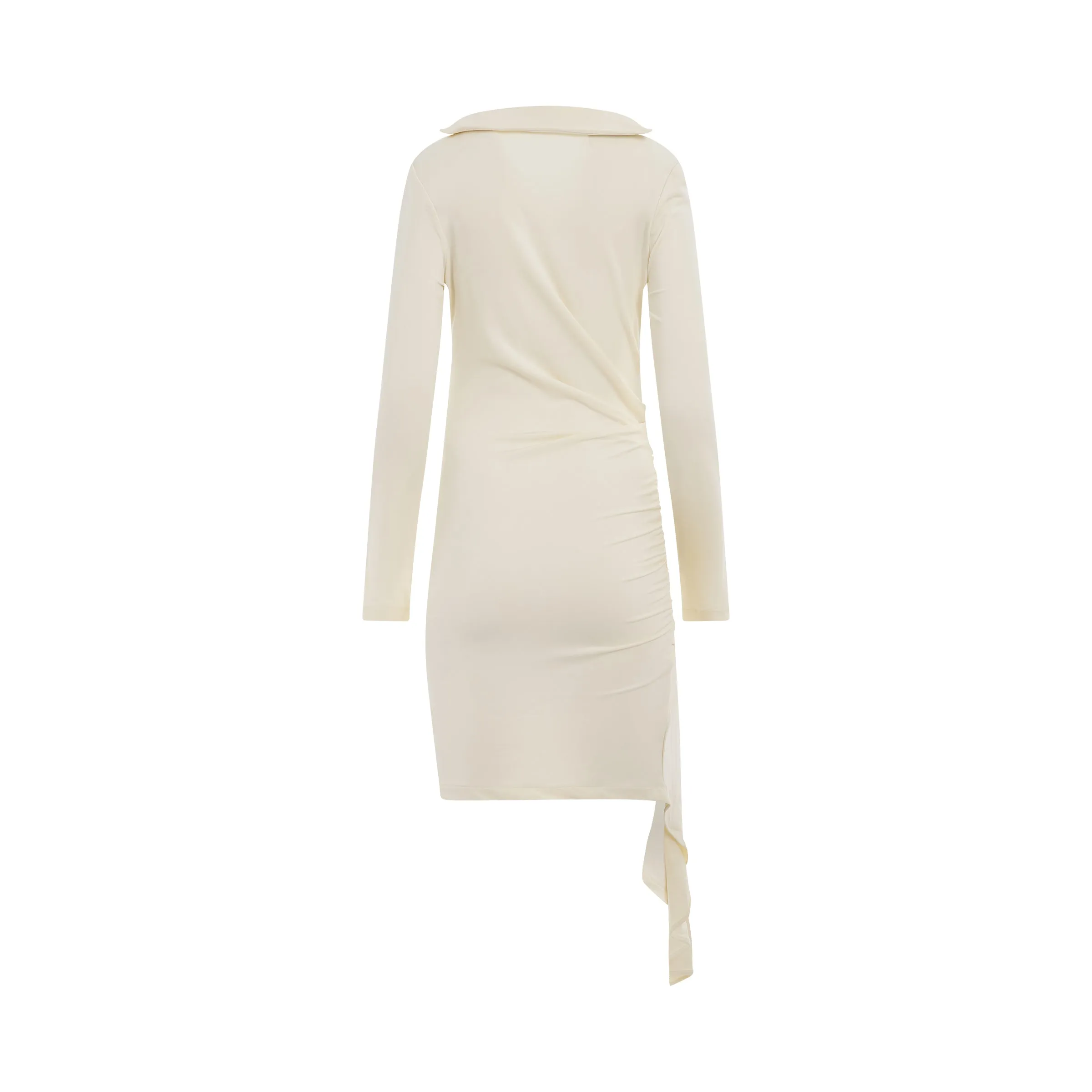 Viscose Crepe Draped Mini Dress in White sold by MARAIS product image thumbnail 4