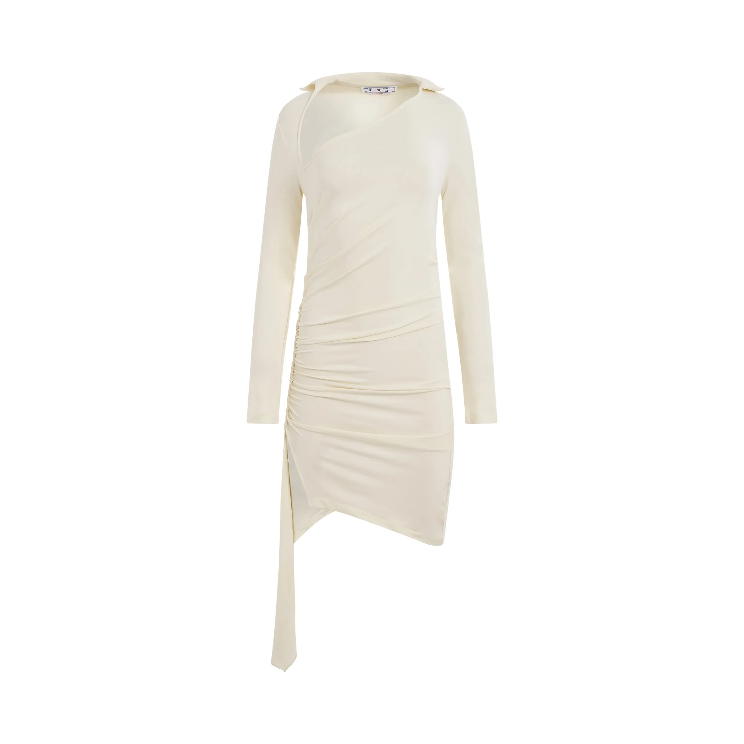 Viscose Crepe Draped Mini Dress in White sold by MARAIS
