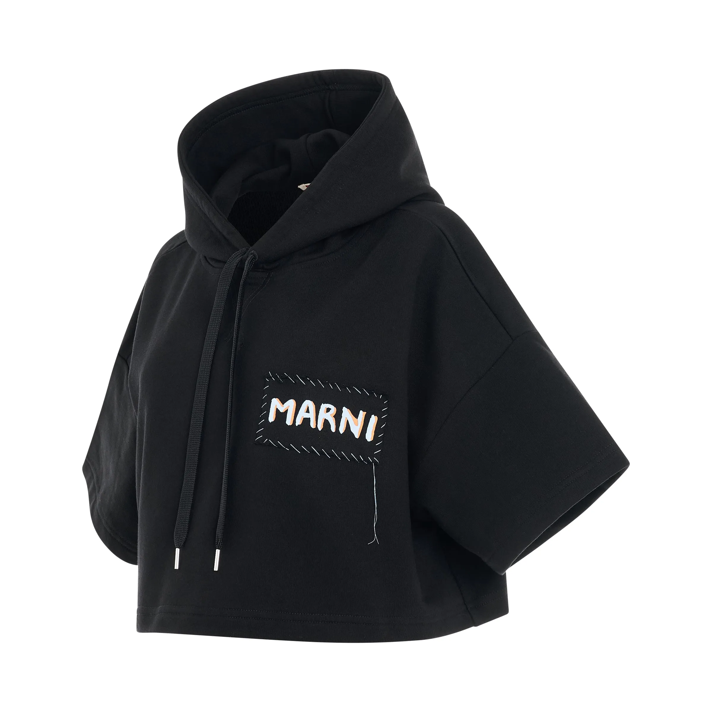 Patch Logo Cropped Hoodie in Black sold by MARAIS product image thumbnail 2