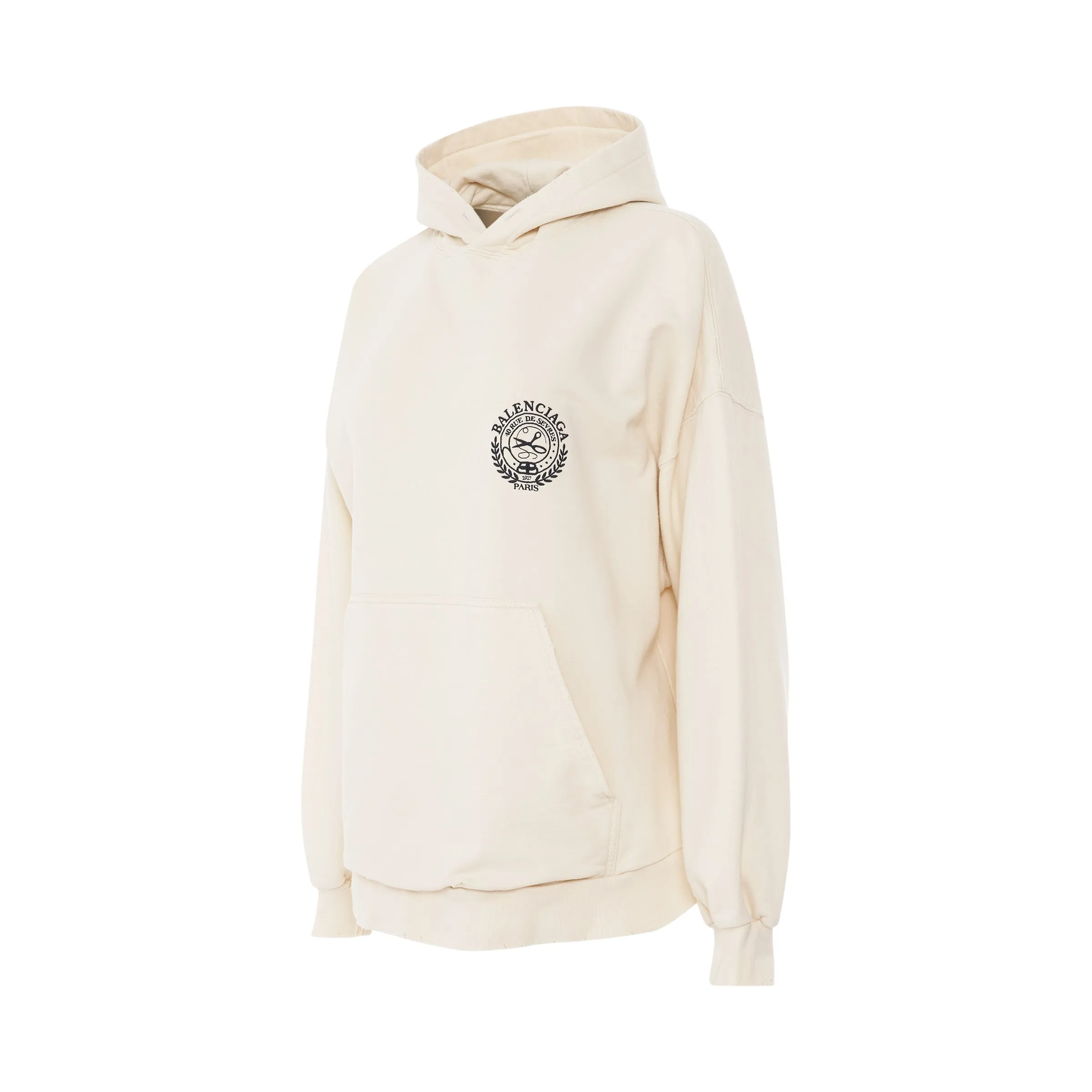 Scissors Crest Embroidered Wide Fit Hoodie in Cream sold by MARAIS product image thumbnail 2