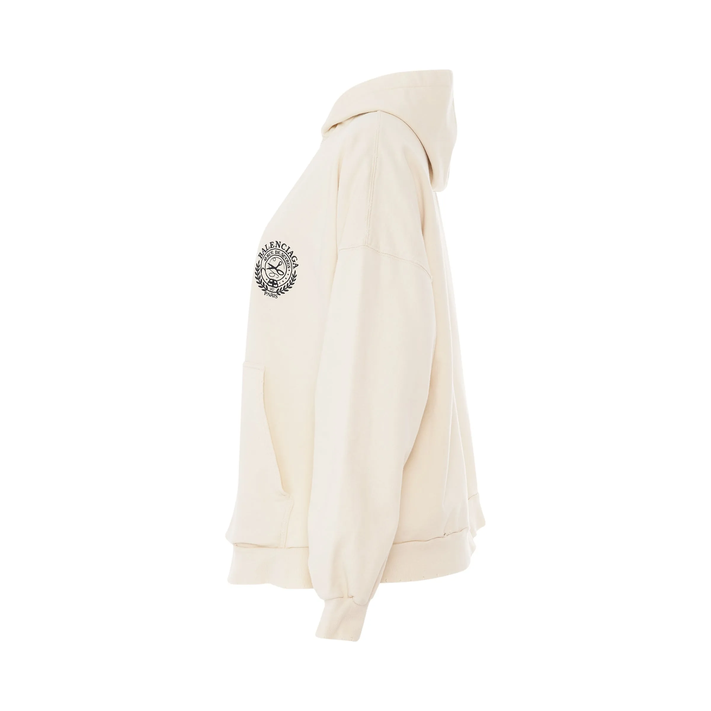 Scissors Crest Embroidered Wide Fit Hoodie in Cream sold by MARAIS product image thumbnail 3