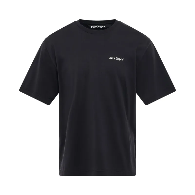 Embroidered Logo Slim T-Shirt in Black made by Palm Angels