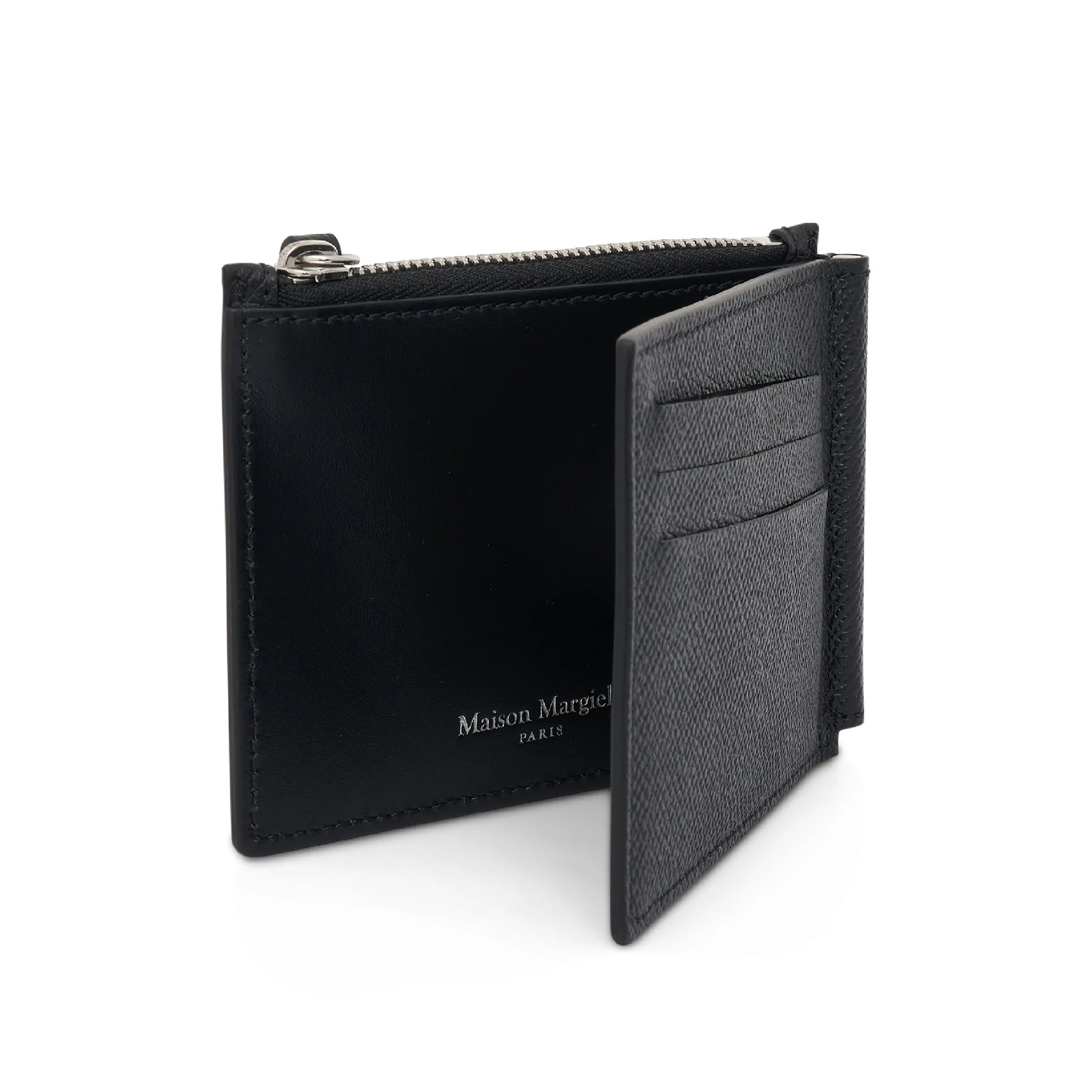 Four Stitch Logo Wallet with Zip in Black sold by MARAIS product image thumbnail 4