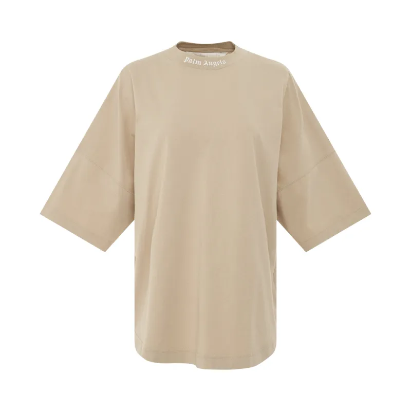 Classic Logo Oversize T-Shirt in Beige/White sold by MARAIS