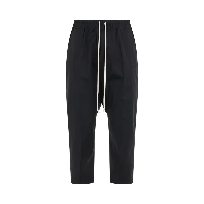 Heavy Cotton Drawstring Cropped Pants in Black sold by MARAIS
