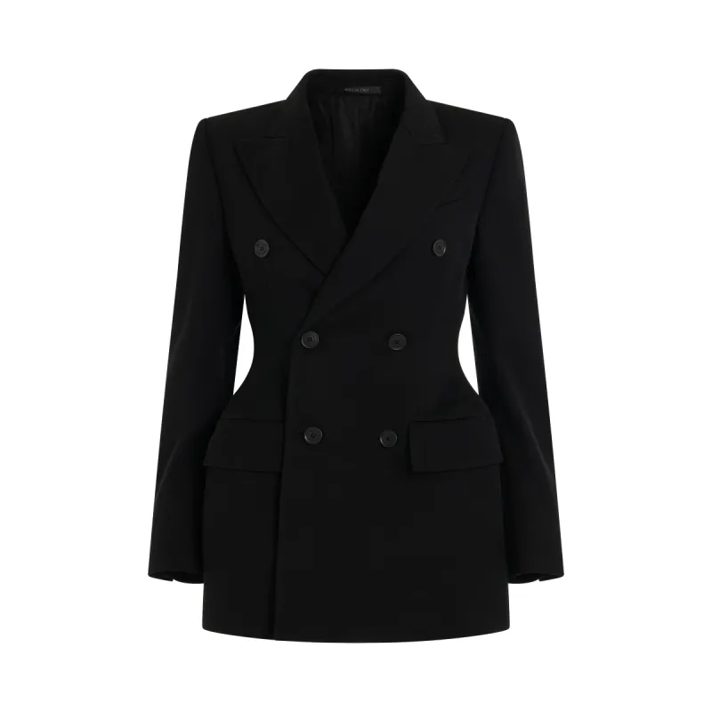 Hourglass Double-Breasted Jacket in Black sold by MARAIS