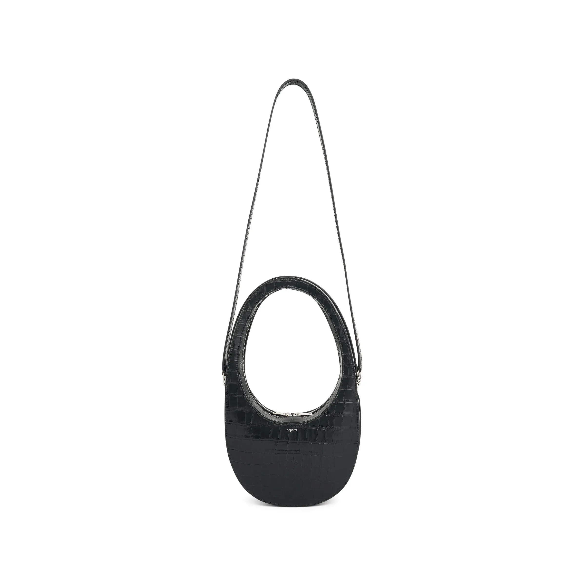 Croco Crossbody Swipe Bag in Black sold by MARAIS