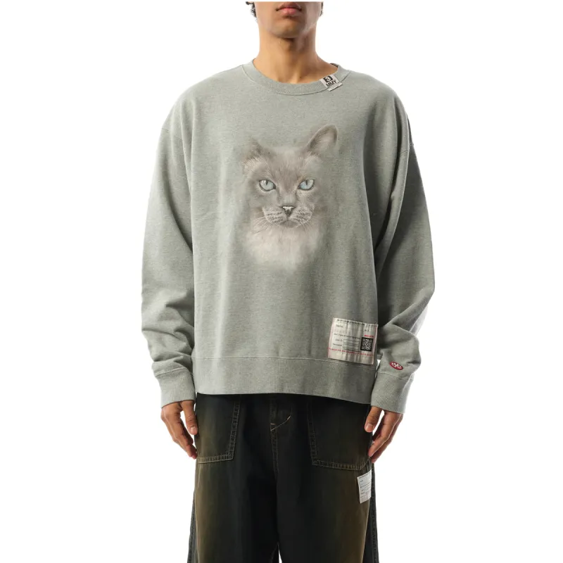 Cat Printed Pullover in Gray sold by MARAIS
