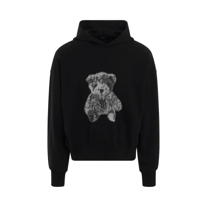 Pixel Teddy Hoodie in Black sold by MARAIS