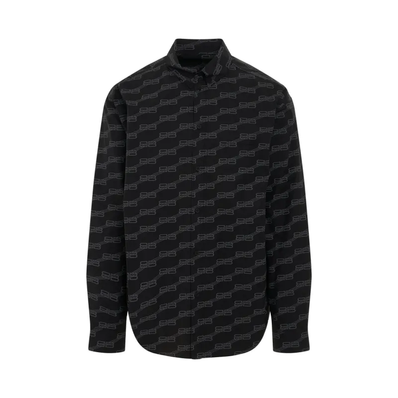 Long Sleeves Oversized Shirt in Black/Grey sold by MARAIS