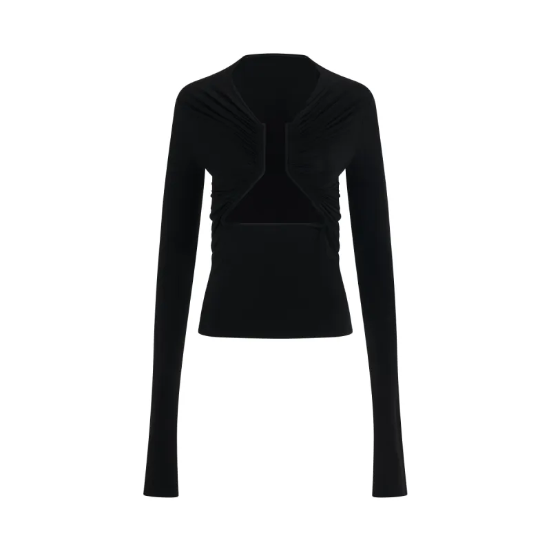 Long Sleeve Prong Stretch Top in Black sold by MARAIS