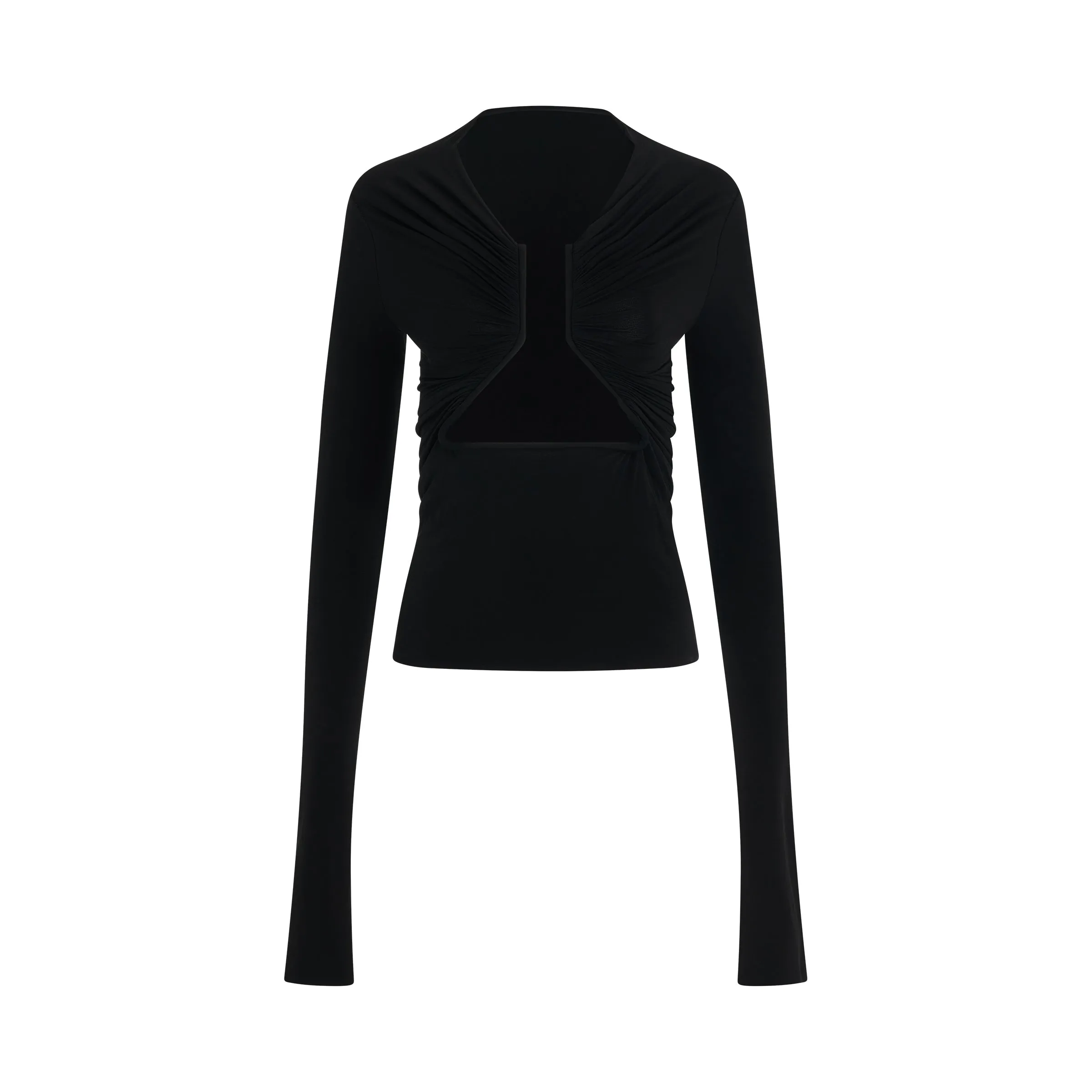 Long Sleeve Prong Stretch Top in Black sold by MARAIS