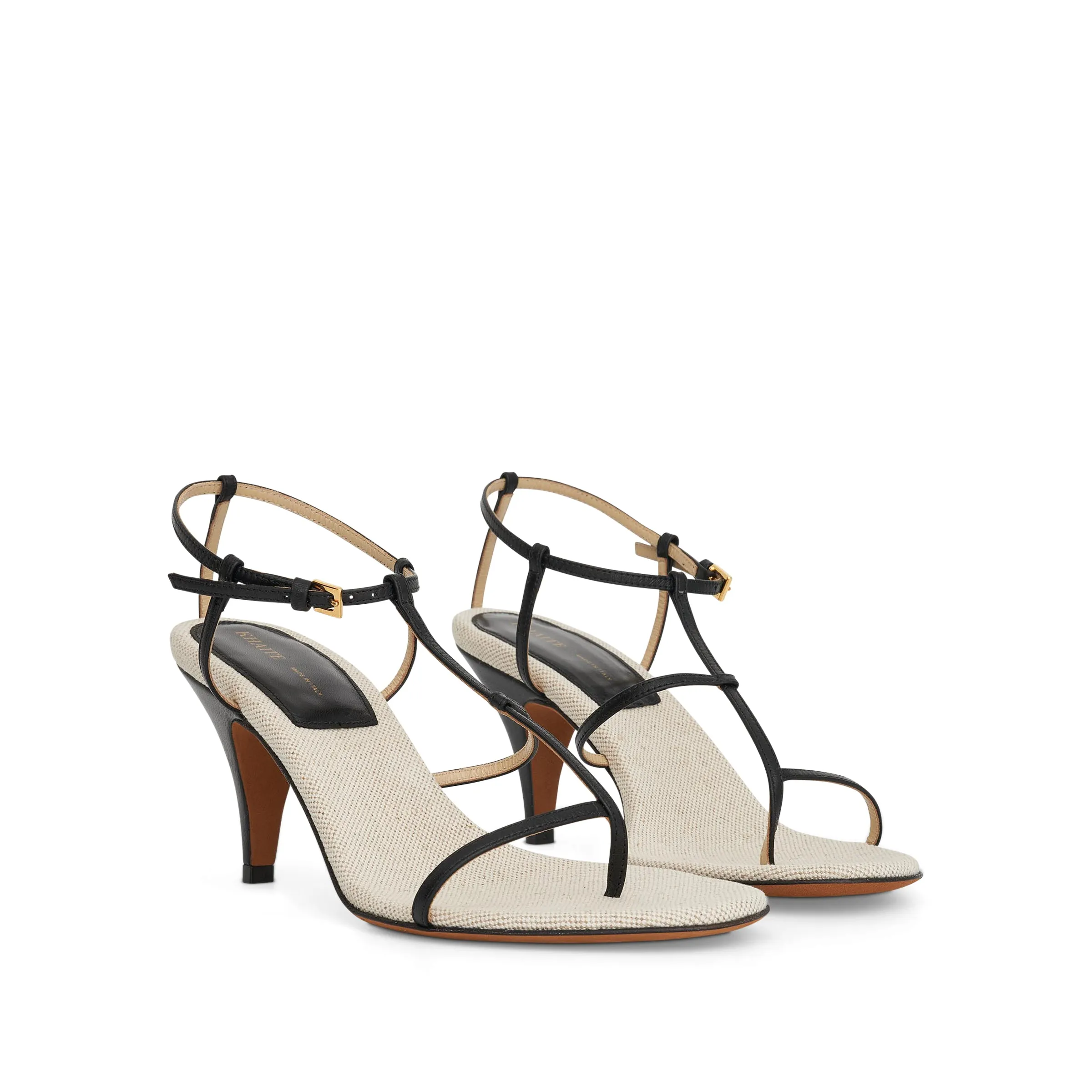 Jones T-Strap Heel Sandals in Black/Natural sold by MARAIS product image thumbnail 2