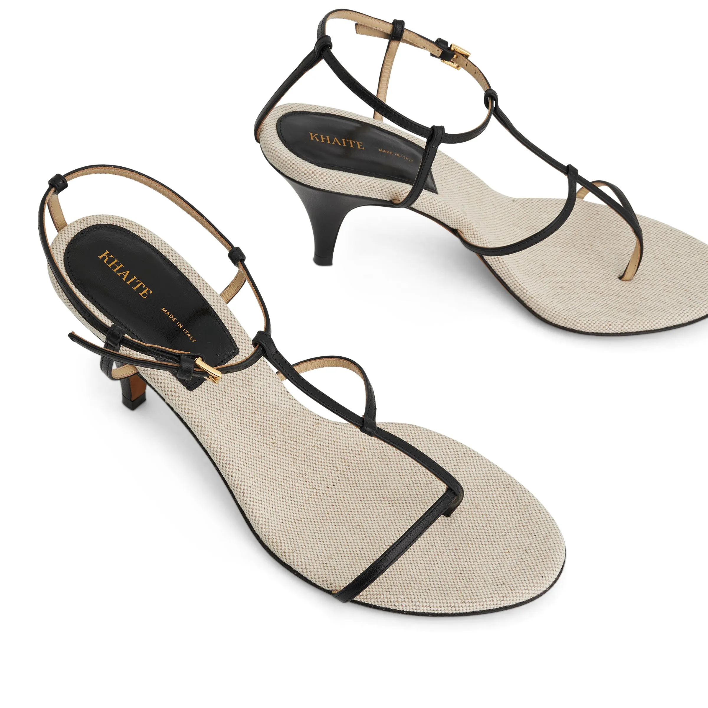 Jones T-Strap Heel Sandals in Black/Natural sold by MARAIS product image thumbnail 4