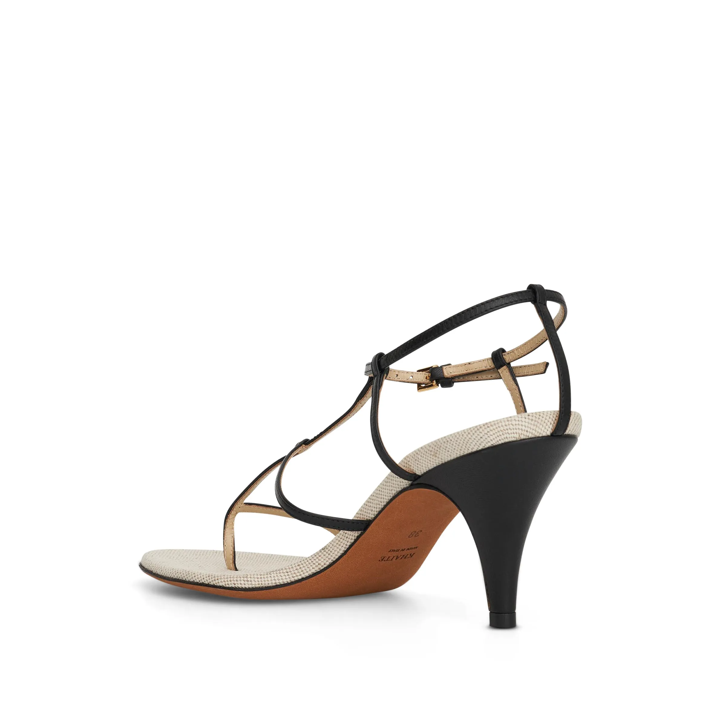 Jones T-Strap Heel Sandals in Black/Natural sold by MARAIS product image thumbnail 3
