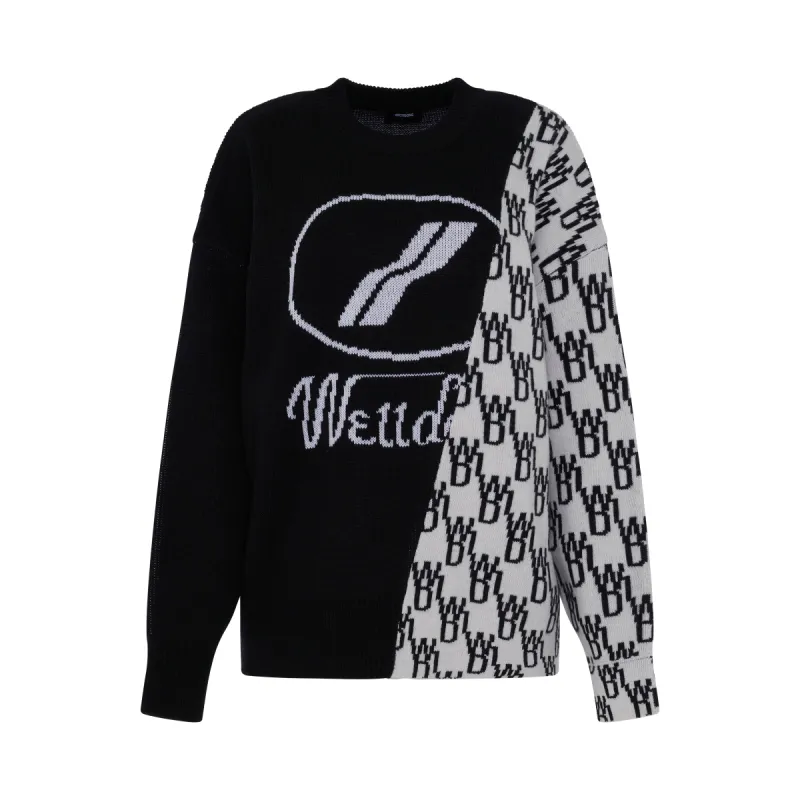 Graphic Mix Logo Knit Sweater in Black sold by MARAIS