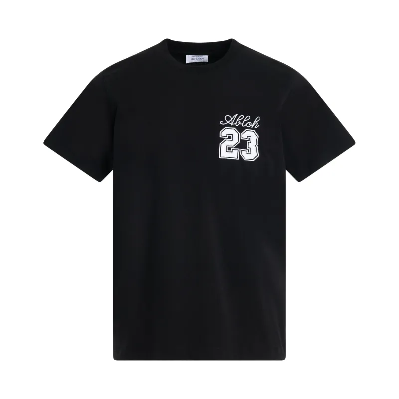 23 Embroidered Logo Slim Fit T-Shirt in Black/White sold by MARAIS