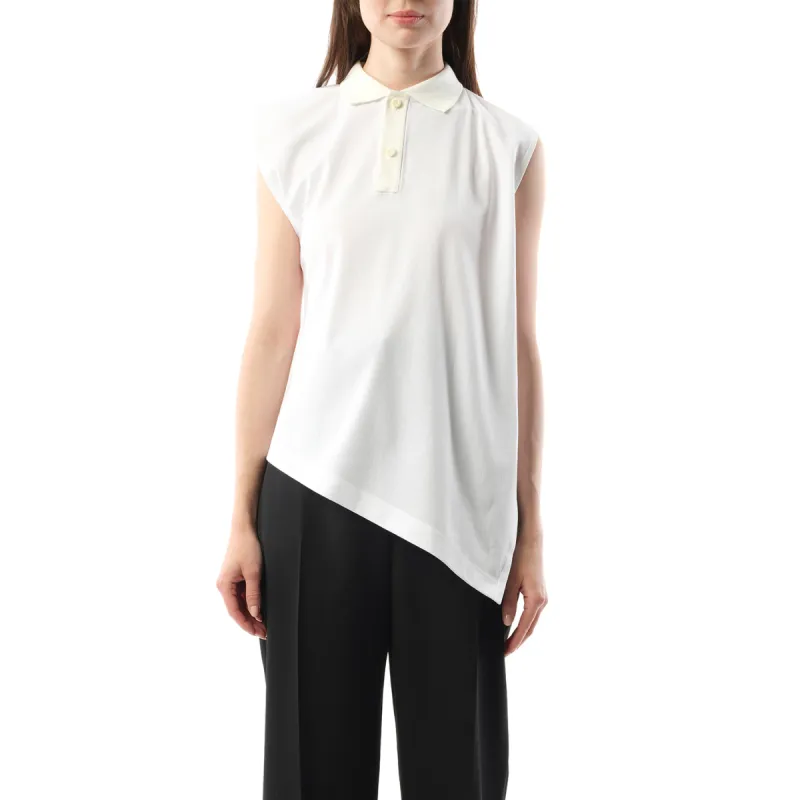 Cotton Poplin x Cotton Jersey Polo in Off White sold by MARAIS