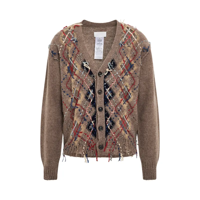Contrasting Stitch Argyle Cardigan sold by MARAIS