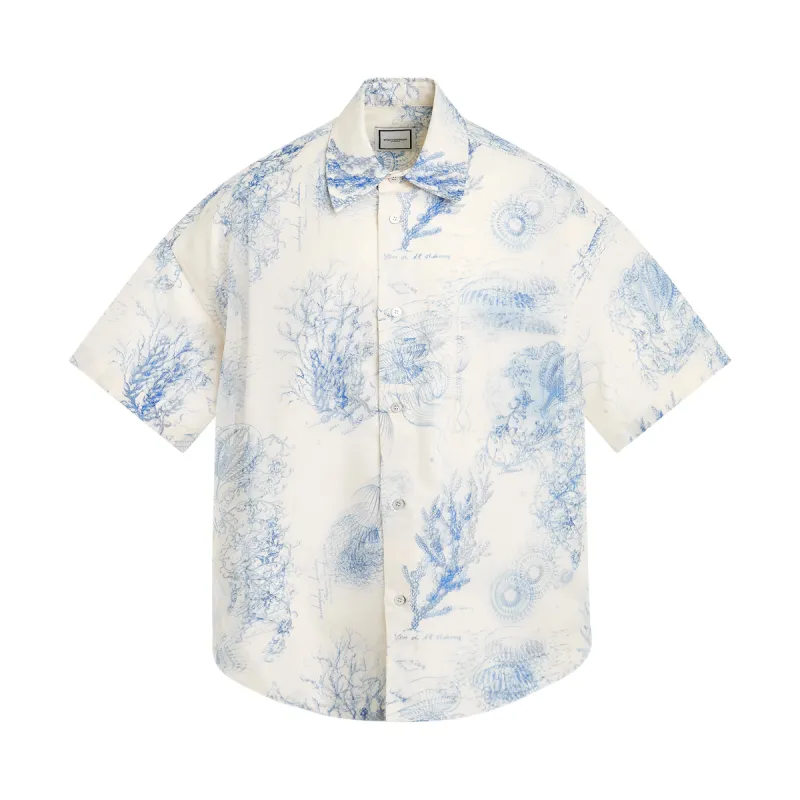 Jellyfish Print Short Sleeve Shirt in Ivory sold by MARAIS