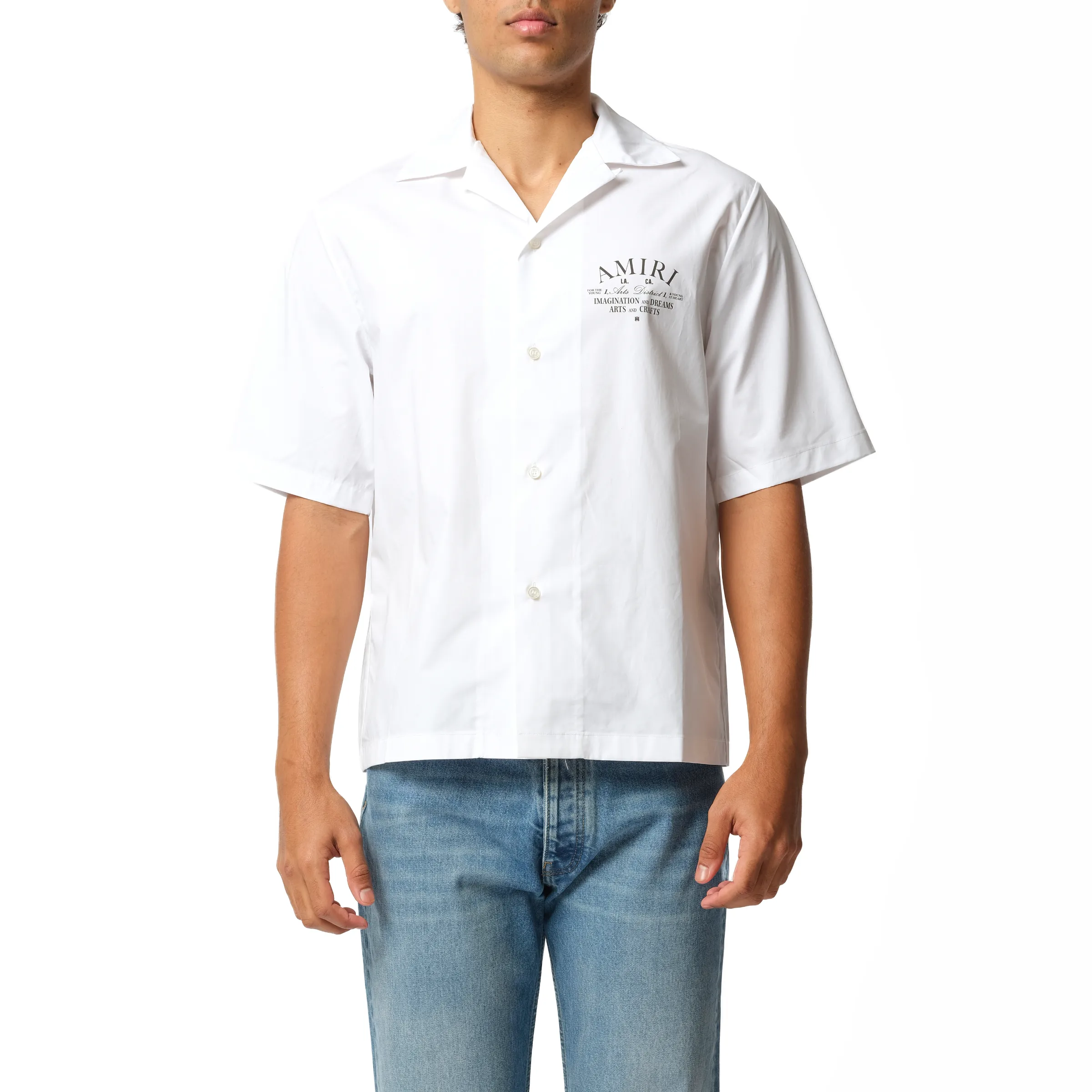 Arts District Camp Shirt in White sold by MARAIS