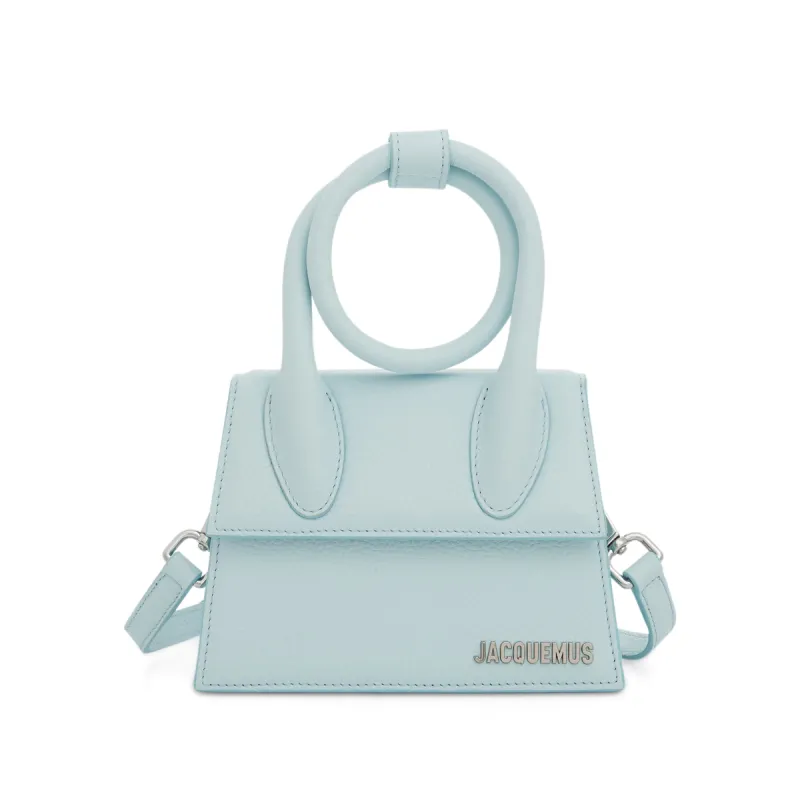 Le Chiquito Noeud Grained Leather Bag in Light Blue sold by MARAIS