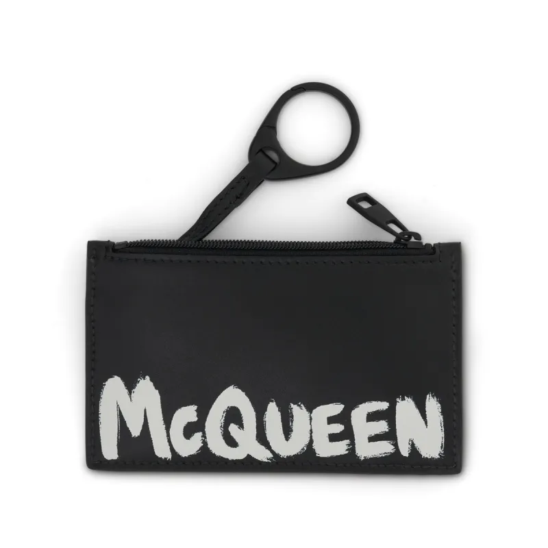 Graffiti Logo Zip Coin Card Wallet in Black sold by MARAIS