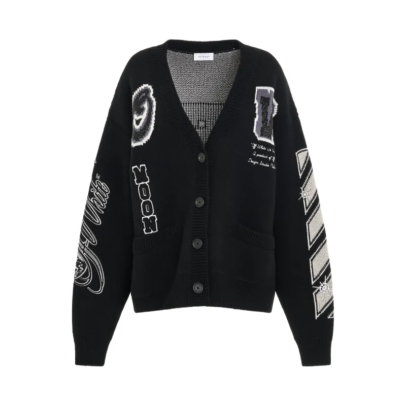 Varsity Bling Cardigan in Black sold by MARAIS